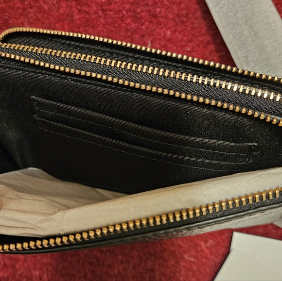 Coach Double Corner Zip Wallet Embossed Black Pebble Leather Gold Tone Hdwr NWT - Picture 10 of 16